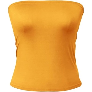 image:image72styles Womens Strapless Tube Tops  Basic Backless Sleeveless Bandeau Tanks Suits for Infinity Dress Convertible MultiwayMustard Yellow