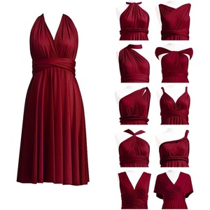 image:imageShort Infinity Bridesmaid Dresses Convertible Wrap Midi Multiway DressBurgundywine