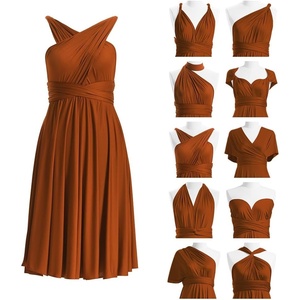 image:imageShort Infinity Bridesmaid Dresses Convertible Wrap Midi Multiway DressBurnt Orange