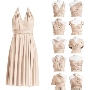 image:imageShort Infinity Bridesmaid Dresses Convertible Wrap Midi Multiway DressChampagne