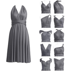 image:imageShort Infinity Bridesmaid Dresses Convertible Wrap Midi Multiway DressCharcoal Grey