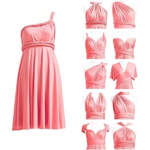 image:imageShort Infinity Bridesmaid Dresses Convertible Wrap Midi Multiway DressCoral Pink