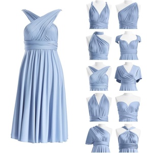 image:imageShort Infinity Bridesmaid Dresses Convertible Wrap Midi Multiway DressDusty Blue