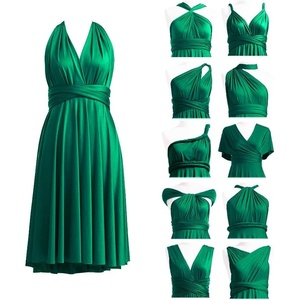 image:imageShort Infinity Bridesmaid Dresses Convertible Wrap Midi Multiway DressEmerald Green
