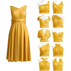 image:imageShort Infinity Bridesmaid Dresses Convertible Wrap Midi Multiway DressMustard Yellow