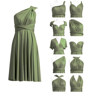 image:imageShort Infinity Bridesmaid Dresses Convertible Wrap Midi Multiway DressOlive Green