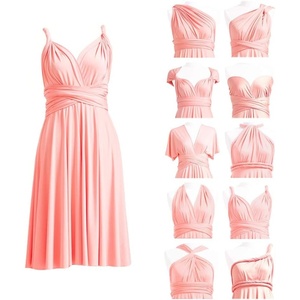 image:imageShort Infinity Bridesmaid Dresses Convertible Wrap Midi Multiway DressPeach Coral