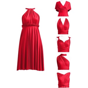 image:imageShort Infinity Bridesmaid Dresses Convertible Wrap Midi Multiway DressRed