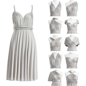 image:imageShort Infinity Bridesmaid Dresses Convertible Wrap Midi Multiway DressSilver Grey