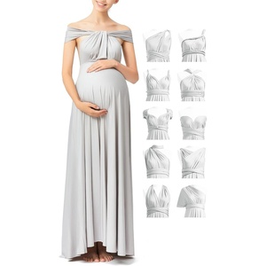 image:image72styles Maternity Dress for Baby Shower Plus Size Infinity Bridesmaid Dress Long Wrap Wedding Guest Maternity Photoshoot Dress Silver Grey