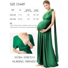 image:image72styles Maternity MultiWay Wrap Infinity Maxi Dress for Baby Shower  Soft Stretchy Comfort Flattering Highlight Curves FullTerm Pregnancy amp Postpartum amp Nursing Friendly NonSeeThroughEmerald Green