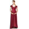 image:image72styles Maternity MultiWay Wrap Infinity Maxi Dress for Baby Shower  Soft Stretchy Comfort Flattering Highlight Curves FullTerm Pregnancy amp Postpartum amp Nursing Friendly NonSeeThroughBurgundy