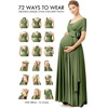 image:image72styles Maternity MultiWay Wrap Infinity Maxi Dress for Baby Shower  Soft Stretchy Comfort Flattering Highlight Curves FullTerm Pregnancy amp Postpartum amp Nursing Friendly NonSeeThroughOlive Green