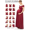 image:image72styles Maternity MultiWay Wrap Infinity Maxi Dress for Baby Shower  Soft Stretchy Comfort Flattering Highlight Curves FullTerm Pregnancy amp Postpartum amp Nursing Friendly NonSeeThroughBurgundy