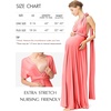 image:image72styles Maternity MultiWay Wrap Infinity Maxi Dress for Baby Shower  Soft Stretchy Comfort Flattering Highlight Curves FullTerm Pregnancy amp Postpartum amp Nursing Friendly NonSeeThroughCoral Pink