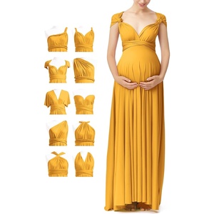 image:image72styles Maternity MultiWay Wrap Infinity Maxi Dress for Baby Shower  Soft Stretchy Comfort Flattering Highlight Curves FullTerm Pregnancy amp Postpartum amp Nursing Friendly NonSeeThroughMustard Yellow