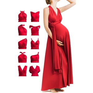 image:image72styles Maternity MultiWay Wrap Infinity Maxi Dress for Baby Shower  Soft Stretchy Comfort Flattering Highlight Curves FullTerm Pregnancy amp Postpartum amp Nursing Friendly NonSeeThroughRed