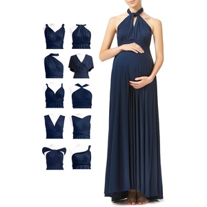 image:image72styles Maternity MultiWay Wrap Infinity Maxi Dress for Baby Shower  Soft Stretchy Comfort Flattering Highlight Curves FullTerm Pregnancy amp Postpartum amp Nursing Friendly NonSeeThroughNavy Blue