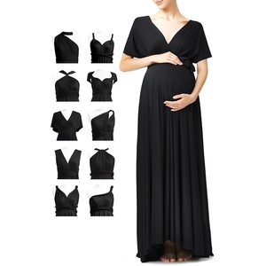 image:image72styles Maternity MultiWay Wrap Infinity Maxi Dress for Baby Shower  Soft Stretchy Comfort Flattering Highlight Curves FullTerm Pregnancy amp Postpartum amp Nursing Friendly NonSeeThroughBlack