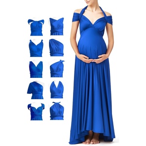 image:image72styles Maternity MultiWay Wrap Infinity Maxi Dress for Baby Shower  Soft Stretchy Comfort Flattering Highlight Curves FullTerm Pregnancy amp Postpartum amp Nursing Friendly NonSeeThroughRoyal Blue