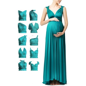 image:image72styles Maternity MultiWay Wrap Infinity Maxi Dress for Baby Shower  Soft Stretchy Comfort Flattering Highlight Curves FullTerm Pregnancy amp Postpartum amp Nursing Friendly NonSeeThroughTeal