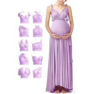 image:image72styles Maternity MultiWay Wrap Infinity Maxi Dress for Baby Shower  Soft Stretchy Comfort Flattering Highlight Curves FullTerm Pregnancy amp Postpartum amp Nursing Friendly NonSeeThroughLavender