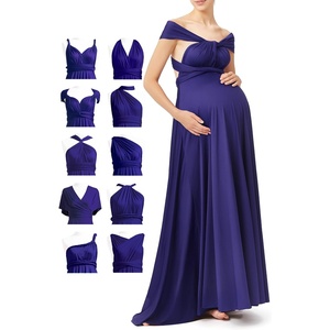 image:image72styles Maternity MultiWay Wrap Infinity Maxi Dress for Baby Shower  Soft Stretchy Comfort Flattering Highlight Curves FullTerm Pregnancy amp Postpartum amp Nursing Friendly NonSeeThroughMidnight Blue