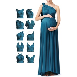image:image72styles Maternity MultiWay Wrap Infinity Maxi Dress for Baby Shower  Soft Stretchy Comfort Flattering Highlight Curves FullTerm Pregnancy amp Postpartum amp Nursing Friendly NonSeeThroughTeal Blue