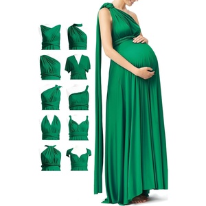 image:image72styles Maternity MultiWay Wrap Infinity Maxi Dress for Baby Shower  Soft Stretchy Comfort Flattering Highlight Curves FullTerm Pregnancy amp Postpartum amp Nursing Friendly NonSeeThroughEmerald Green