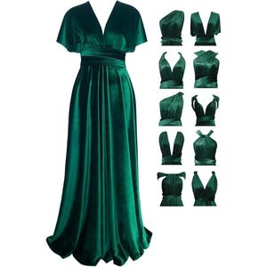 image:image72styles Velvet MultiWay Wrap Infinity Maxi Dress for Bridesmaids  Free Bandeau Soft Velvet One Size amp Plus Wedding Party Formal EventsGreen