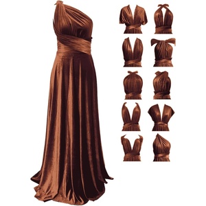 image:image72styles Velvet MultiWay Wrap Infinity Maxi Dress for Bridesmaids  Free Bandeau Soft Velvet One Size amp Plus Wedding Party Formal EventsRust Brown