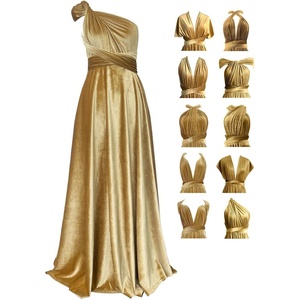 image:image72styles Velvet MultiWay Wrap Infinity Maxi Dress for BridesmaidsGold